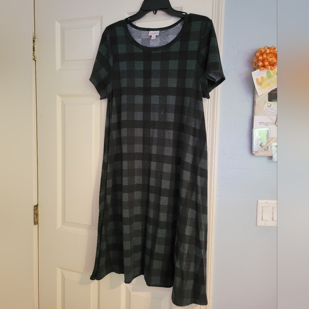 Dark Green and Black Plaid LulaRoe Carly